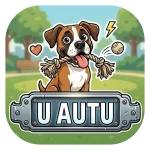 Magnet za auto s motivom psa pasmine boxer koji drži igračku u ustima