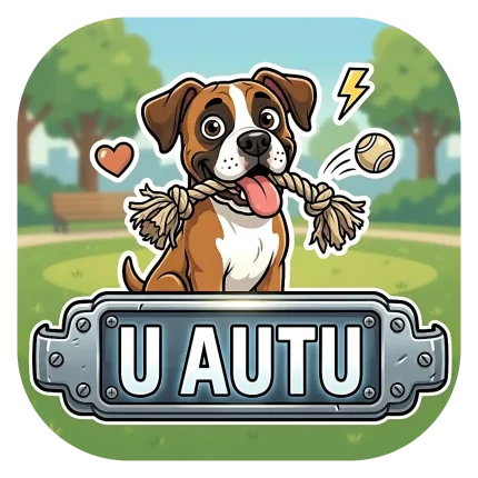 Magnet za auto s motivom psa pasmine boxer koji drži igračku u ustima